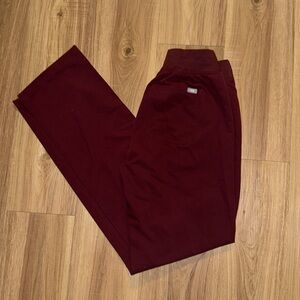Figs High Waisted Livingston Basic Scrub Pants - Burgundy